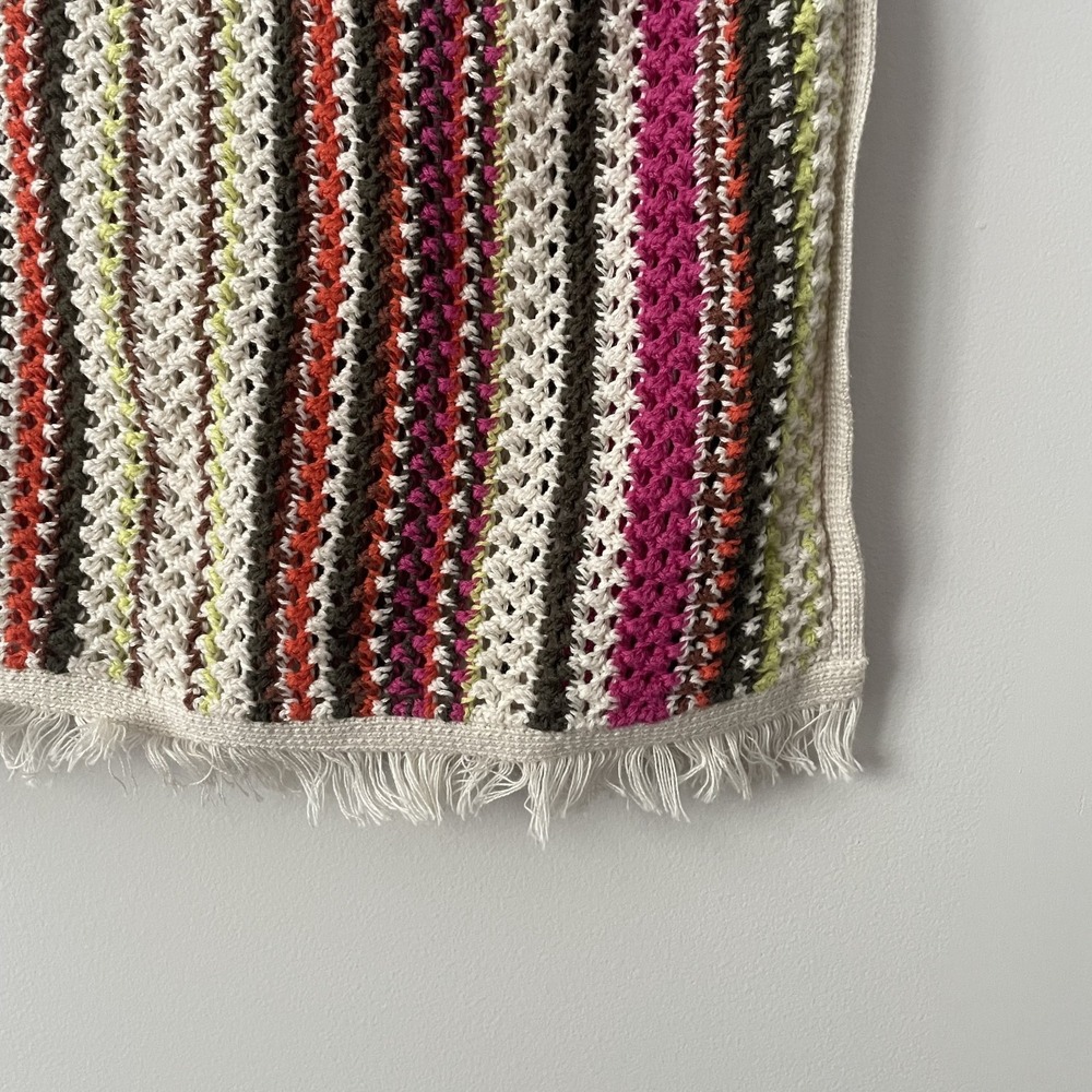 NWT Cotton Crochet Open Knit Midi Skirt Sz M Fringe Slit Festival Beach Cover Up - Picture 5 of 9